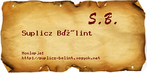 Suplicz Bálint névjegykártya